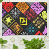 継ぎ目のないクリスマス要素の幾何学的スノーフレーク キッチンタオル (折り畳み)