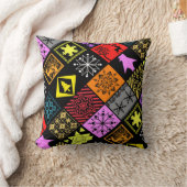 継ぎ目のないクリスマス要素の幾何学的スノーフレーク クッション (ブランケット)