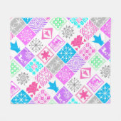 継ぎ目のないクリスマス要素の幾何学的スノーフレーク フリースブランケット (正面(横))