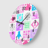 継ぎ目のないクリスマス要素の幾何学的スノーフレーク ラージ壁時計 (傾斜)