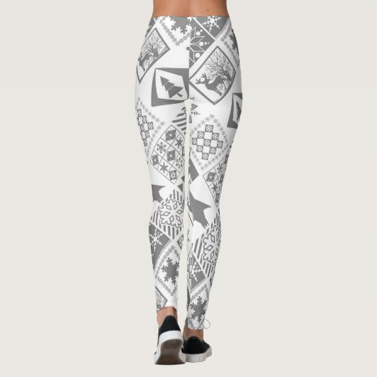 継ぎ目のないクリスマス要素の幾何学的スノーフレーク レギンス (裏面)