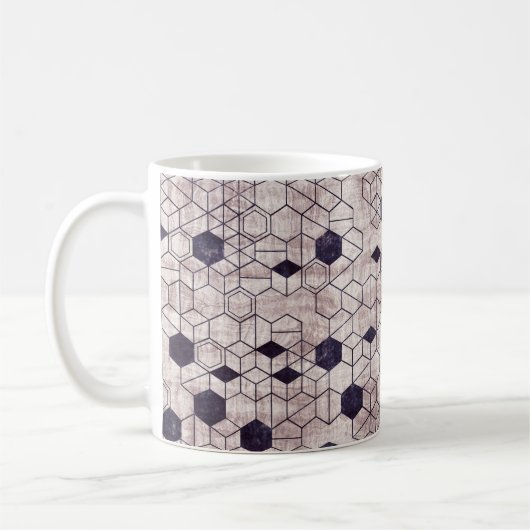 継ぎ目のないグルンギー六角形パターンの等角図形 コーヒーマグカップ (左)