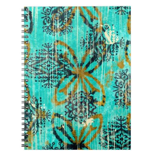 継ぎ目のないグルンジーな部族の絨毯のモチーフ。H ノートブック (正面)