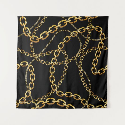 継ぎ目のないゴールデンエレガントチェーン、パターン。 タペストリー (正面(横))