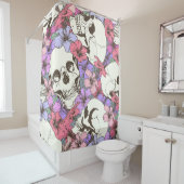 継ぎ目のないスカルの花 シャワーカーテン (インサイチュ)