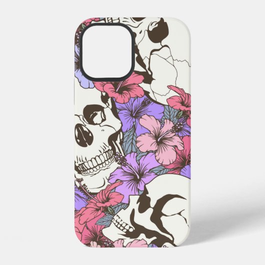 継ぎ目のないスカルの花 iPhoneケース (裏面)
