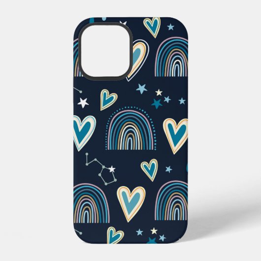 継ぎ目のないハート、虹、有名人 iPhoneケース (裏面)