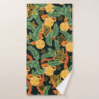 継ぎ目のないパイン葉、星 バスタオル