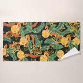 継ぎ目のないパイン葉、星 バスタオル (バスタオル)