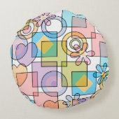 継ぎ目のないパステル幾何形状正方形の円 ラウンドクッション (裏面)