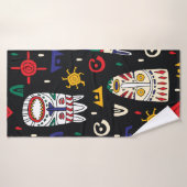 継ぎ目のないパターンのアフリカの部族のマスク バスタオル (バスタオル)