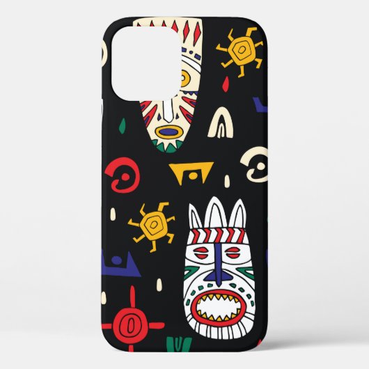 継ぎ目のないパターンのアフリカの部族のマスク Case-Mate iPhoneケース (裏面)