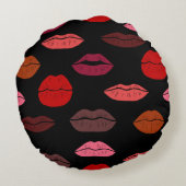 継ぎ目のないパターンカラフルの唇 ラウンドクッション (裏面)