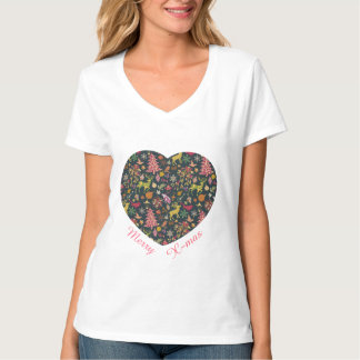継ぎ目のないパッチワークのクリスマスパターンTシャツ Tシャツ