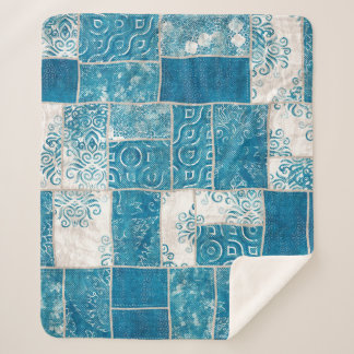 継ぎ目のないパッチワークのコラージュ混合キルトパターンプリント シェルパブランケット