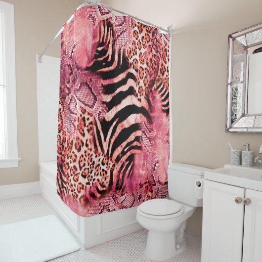 継ぎ目のないヒョウ柄の抽象芸術ゼブラ。ヒョウ シャワーカーテン (インサイチュ)