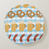 継ぎ目のないビールを並べたプレッツェルズヴィンテージ ラウンドクッション (裏面)