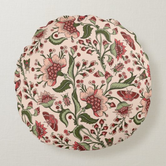 継ぎ目のないファンタジーの花、自然の壁 ラウンドクッション (正面)