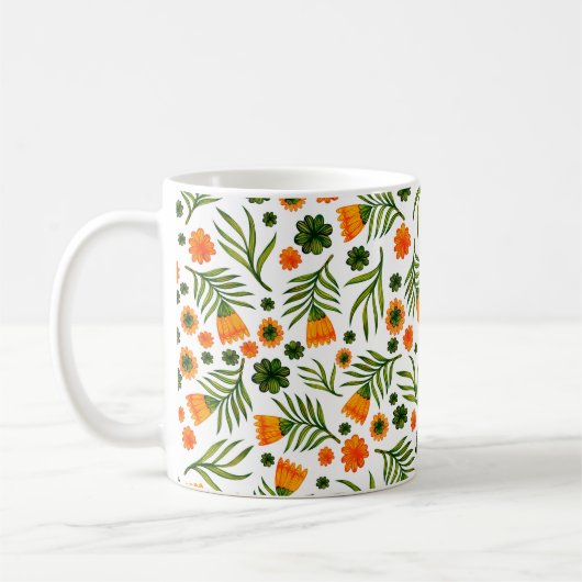 継ぎ目のないフォークの花 コーヒーマグカップ (左)