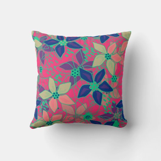 継ぎ目のないフローラの花パターン明るい夏の赤 クッション (裏面)