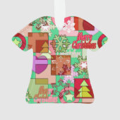 継ぎ目のないメリークリスマスの幾何学的な形状パターン オーナメント (裏面)