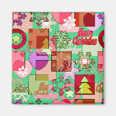 継ぎ目のないメリークリスマスの幾何学的な形状パターン マグネット (正面)