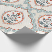 継ぎ目のないヴィンテージオーナメントと花の枝 ラッピングペーパー (角)