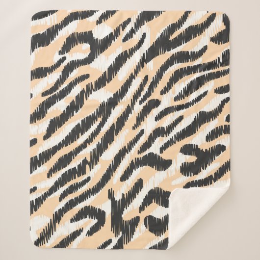 継ぎ目のないヴィンテージ・スクリブル・ゼブラ・レオパード・ファー・パター シェルパブランケット (正面)