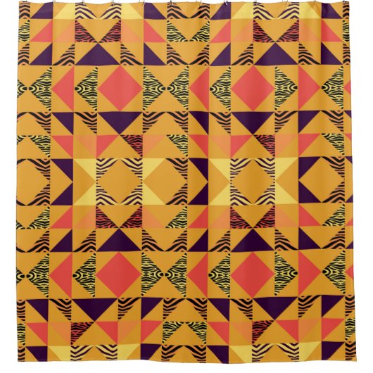 継ぎ目のない三角形のパターン抽象芸術の背景 シャワーカーテン (正面)