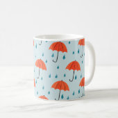 継ぎ目のない傘と雨粒の模様。ウォーターコ コーヒーマグカップ (正面右)