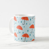 継ぎ目のない傘と雨粒の模様。ウォーターコ コーヒーマグカップ (正面左)