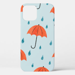 継ぎ目のない傘と雨粒の模様。ウォーターコ iPhone 12ケース