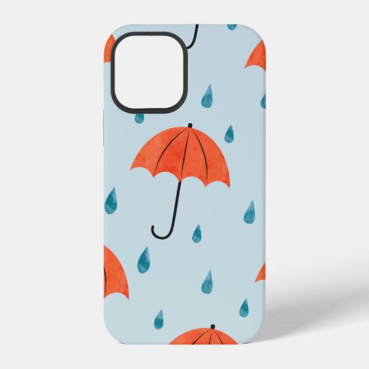 継ぎ目のない傘と雨粒の模様。ウォーターコ iPhoneケース (裏面)