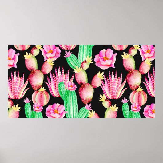 継ぎ目のない多汁質の模様。水彩指 ポスター (正面)