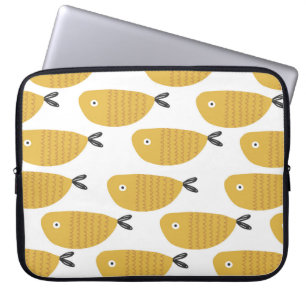 継ぎ目のない子どものおもしろい魚柄。作成 ラップトップスリーブ