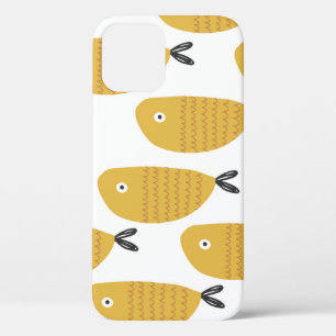 継ぎ目のない子どものおもしろい魚柄。作成 iPhone 12ケース