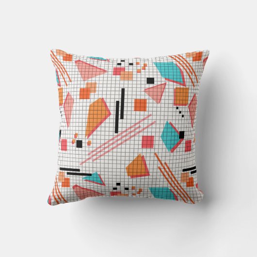 継ぎ目のない学校の幾何学的なメンフィス形状パターンs クッション (裏面)