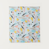 継ぎ目のない学校の幾何学的なメンフィス形状パターンs タペストリー (正面)