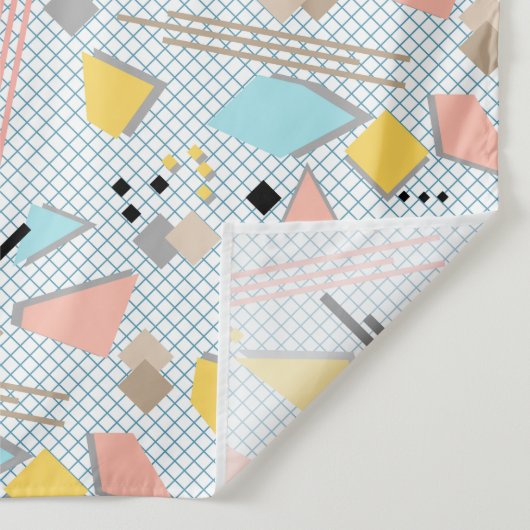 継ぎ目のない学校の幾何学的なメンフィス形状パターンs タペストリー (詳細)