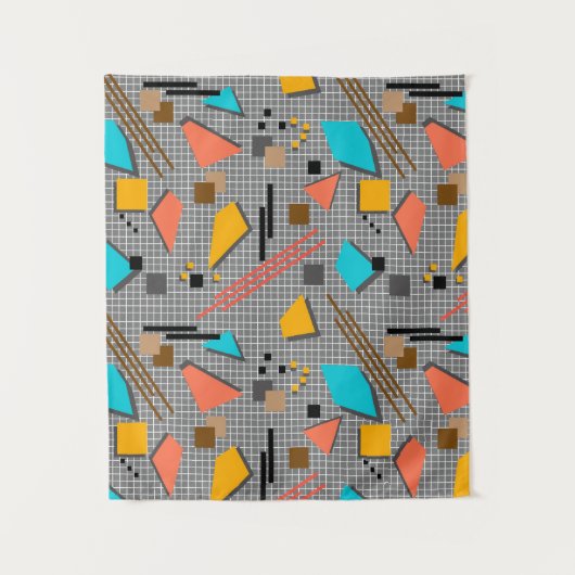 継ぎ目のない学校の幾何学的なメンフィス形状パターンs タペストリー (正面)