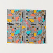 継ぎ目のない学校の幾何学的なメンフィス形状パターンs タペストリー (正面(横))