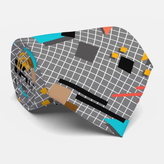 継ぎ目のない学校の幾何学的なメンフィス形状パターンs ネクタイ (ロール)