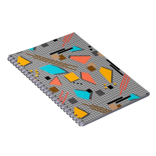継ぎ目のない学校の幾何学的なメンフィス形状パターンs ノートブック (右側)