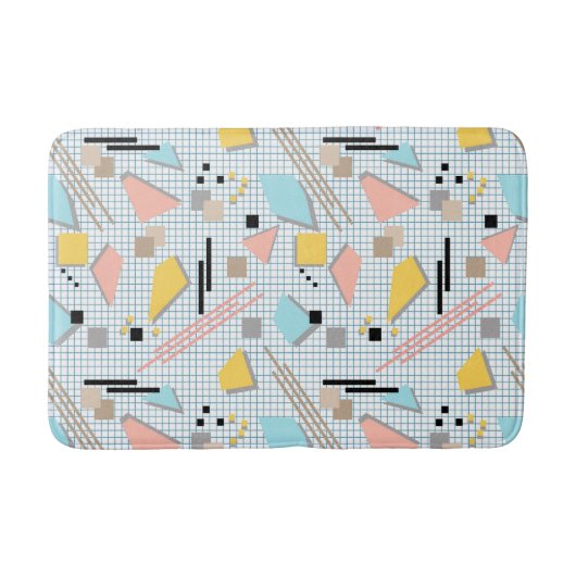 継ぎ目のない学校の幾何学的なメンフィス形状パターンs バスマット (正面)