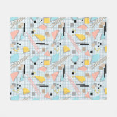 継ぎ目のない学校の幾何学的なメンフィス形状パターンs フリースブランケット (正面(横))