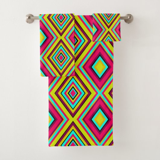 継ぎ目のない幾何学的な菱形モダン状トレンディーde バスタオルセット (インサイチュ)