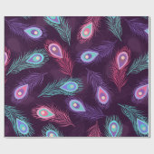 継ぎ目のない手で孔雀の羽模様を描く。ビント ラッピングペーパー (フラット)