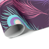 継ぎ目のない手で孔雀の羽模様を描く。ビント ラッピングペーパー (ロールコーナー)