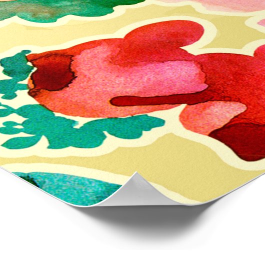 継ぎ目のない抽象芸術の描花のパターン ポスター (角)