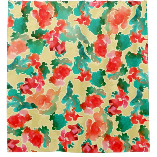 継ぎ目のない抽象芸術描の花 シャワーカーテン (正面)